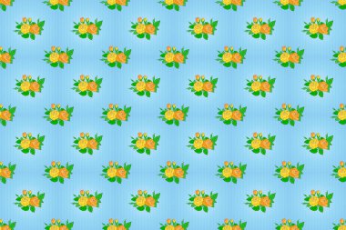 Sarı, yeşil ve mavi raster gül yaprakları.