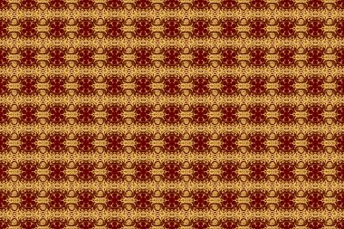 Klasik oryantal raster modeli. Kırmızı zemin üzerinde altın tekrarlayan elementler olan soyut, pürüzsüz desen. Klasik kırmızı ve altın desenli.