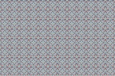 Küçük mavi, bej ve kahverengi çiçeklerin çok renkli süslemesi, kumaş veya tekstil tasarımı için soyut ve pürüzsüz desen.