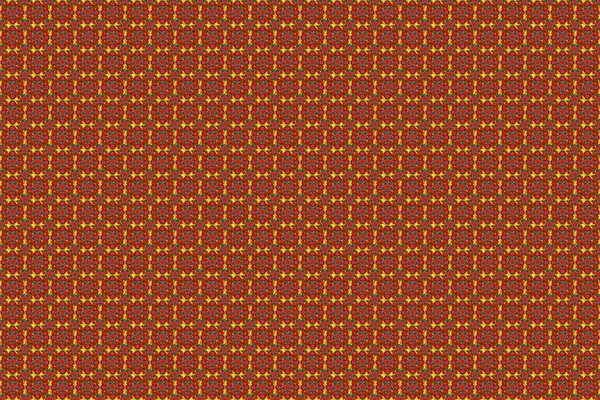 Raster Nahtloses Muster Mit Gelben Grünen Und Roten Vintage Ornamenten — Stockfoto