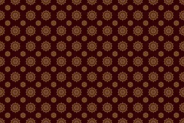 Vintage seamless pattern with gold gradient. Elegant golden invitation card with raster floral decor of gold ornament and brown background.