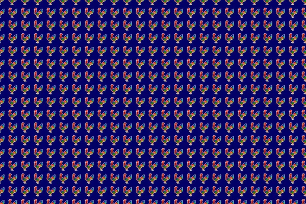 Мультфильм Растер Петух Синем Фоне Новый Год Китайским Символом Петуха — стоковое фото