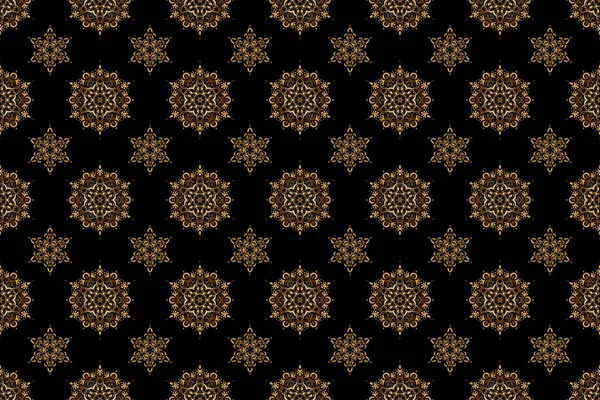 Padrão Preto Dourado Padrão Clássico Oriental Raster Padrão Abstrato Sem — Fotografia de Stock