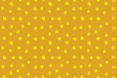 Klasik duvar kâğıdı, sarı ve bej renklerde dikişsiz çiçek desenli arka plan. Bir sürü sevimli çiçek..