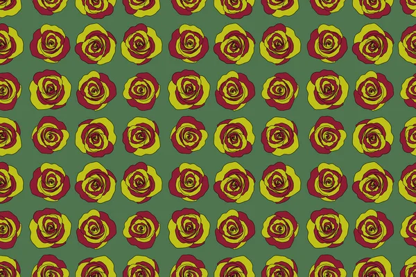 Zelené Červené Růže Módní Bezešvý Květinový Vzor — Stock fotografie