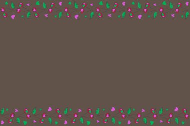 Kirazlı tasarım için mükemmel bir desen. Kopyalama alanı olan güzel desen (metin için yer). Moda baskısı. Yatay yeşil, kahverengi ve kırmızı kirazlı kusursuz suluboya deseni. Eski, eski