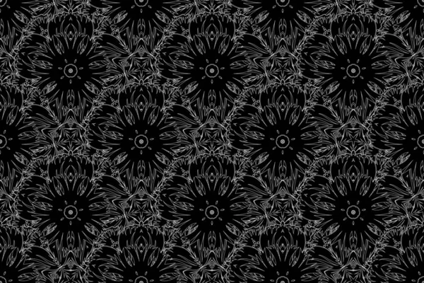 Seamless Pattern Abstract Outline Ornament Contoured White Black Texture Silhouette — Stock Photo, Image