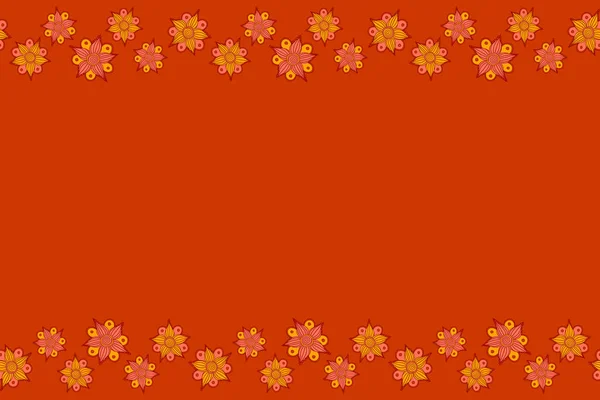 Fleurs Horizontales Rouges Oranges Jaunes Pour Tissu Broderie Avec Espace — Photo