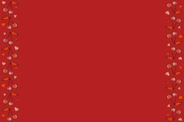 Modello Senza Cuciture Ciliegia Stilizzata Rossa Rosa Arancione Con Spazio — Foto Stock