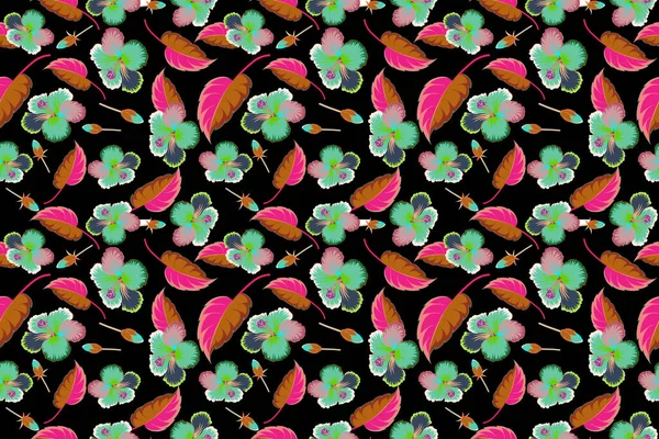 Exotische Blumen Allgegenwärtiger Zusammensetzung Nahtloses Tropisches Design Mit Hibiskus Auf — Stockfoto
