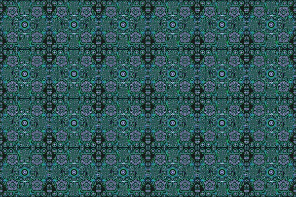 Винтажный Дамасский Орнамент Бесшовная Черепица Голубого Серого Зеленого Цветов — стоковое фото