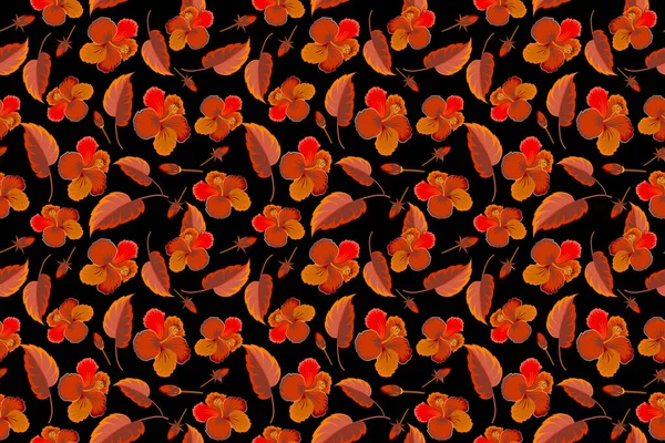 Seamless Pattern Hawaiian Aloha Shirt Seamless Design Brown Orange Colors — Stock Photo, Image