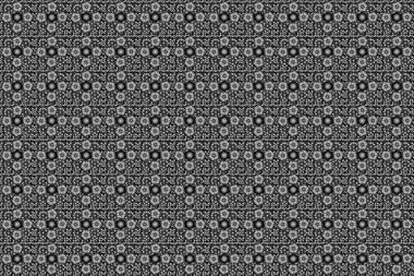 Süslü dantel iz sürücü. Gümüş süslemeli kusursuz desen. Siyah arka planda geleneksel Arap dekorasyonu. Duvar kağıdı için gümüş süsleme. Doğu tarzında klasik gümüş elementler.