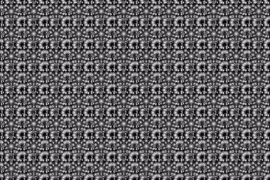 Eski bir süs. Basit, pürüzsüz desen - gri, beyaz ve siyah arkaplanda gümüş yıldızlar.