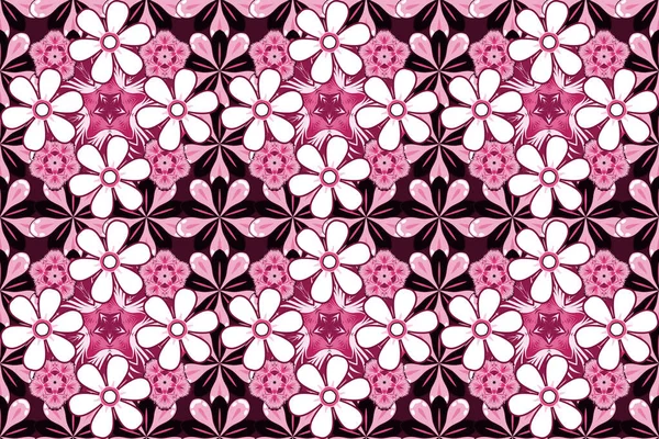 Arabesque Vintage Padrão Sem Costura Floral Abstrato Cores Rosa Branco — Fotografia de Stock