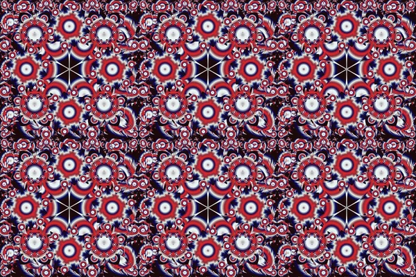 Abstract pattern in Arabian style. Red, blue and violet texture. Seamless background. Graphic modern pattern.