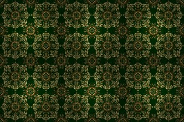 Altın ve renkte kusursuz çiçek deseni var. Klasik kumaş süsü.