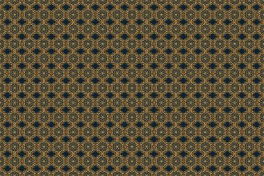 Mavi arka planda altın gibi kusursuz bir desen var. Raster illüstrasyonu. Parlak Altın Elementlerle Zarif Noel Arkaplanı.