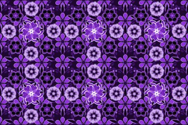 Siyah ve menekşe rengi parlak bir süs, pürüzsüz bir desen, soyut şekiller. Raster illüstrasyonu.