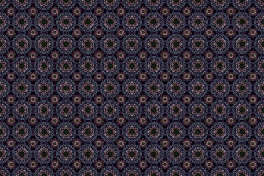 Ikat damaske desensiz arkaplan fayansı. Mor, gri ve mor renklerde. Raster illüstrasyonu.