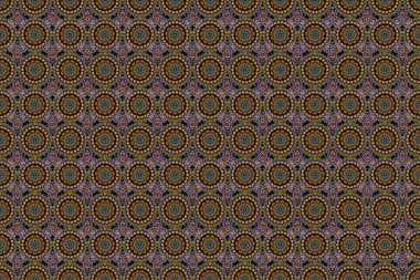 Violet, turuncu ve mavi pürüzsüz desen doğum günü kartı, davetiye ya da afiş için uygun. Dekoratif simetri arabesk. Raster illüstrasyonu. Ortaçağ kraliyet düzeni.