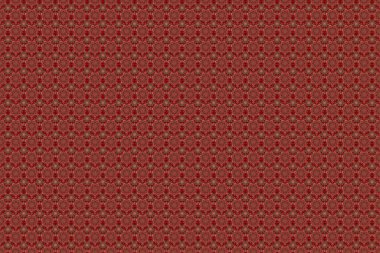 Yeşil, kırmızı ve pembe soyut çiçek süsü, soyut dekoratif elementlerin pürüzsüz deseni..