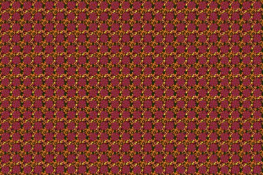 Küçük çiçekte hoş, dikişsiz çiçek deseni var. Sarı, kahverengi ve kırmızı renklerde kusursuz desen.