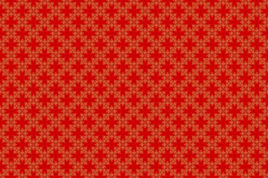 Soyut raster dinamiği dalgalanan yüzey, hareket yanılsaması, kırmızı arkaplanda eğrilik. Parmak izi veya dijital için altın pürüzsüz desen.