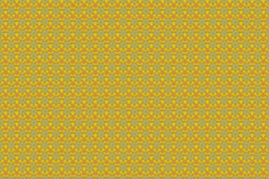 Duvar kağıdı, Noel süsü, konfeti, tekstil, ambalaj için soyut, parlak renkli tasarım. Sarı retro arka planda çok renkli yıldızlar pürüzsüz desen oluşturuyor. Tatil sembolü.