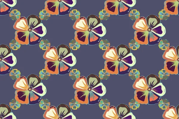 Geometrisches Blattornament Nahtloses Muster Mit Kosmos Blumen Nahtlose Abstrakte Blumenmuster — Stockfoto