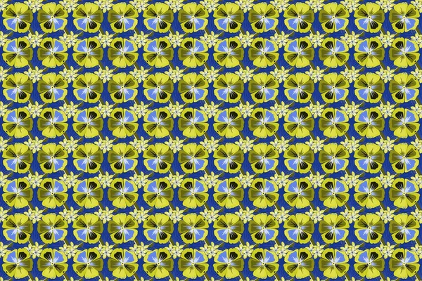Trendy Print Blue Green Yellow Colors Watercolor Seamless Pattern Cosmos — Stock Photo, Image