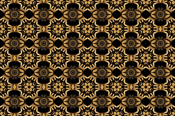 Nahtloses Muster Aus Rastergoldenen Elementen Auf Schwarzem Hintergrund — Stockfoto