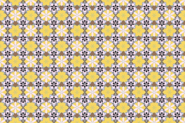 Seamless Pattern Little Flowers Brown Blue Yellow Colors Raster Cute — Stock Photo, Image