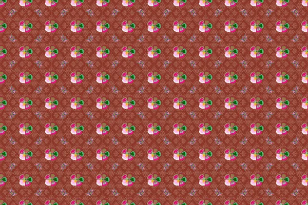 Floral Background Seamless Raster Pattern Green Red Colors — Stock Photo, Image