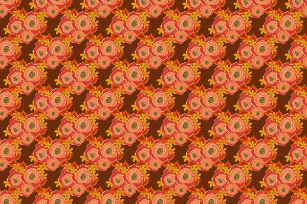 Rose Flower Seamless Pattern Beige Orange Brown Colors — Stock Photo, Image