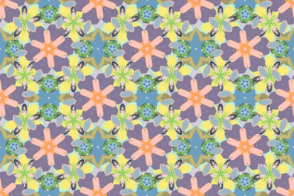 Retro Textildesign Kollektion Herbstliche Farben Seidenschal Mit Blühenden Blumen Blauen — Stockfoto