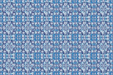 Bej, mavi ve menekşe renklerinde pürüzsüz bir süs. Sıkıntılı damask desensiz arkaplan fayansı.