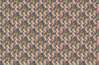 Renkli yön deseni mavi, bej ve gri renklerde. Kraliyet tesisatlarıyla modern tesisat desenli çiçek deseni. Kusursuz çiçek süsü..