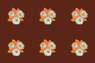 Turuncu ve kahverengi güllü tebrik kartı, suluboya, düğün, doğum günü ve diğer tatil ve yaz arkaplanı için davetiye olarak kullanılabilir. Raster pürüzsüz desen.