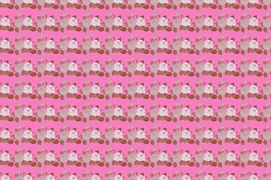 Soyut stilize pembe ve gri çiçekler. Küçük çiçekte desensiz sevimli çiçek deseni var..