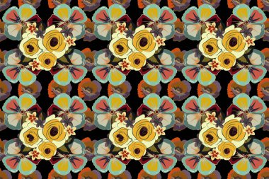 Renksiz çiçeksiz raster desenli resimleme.