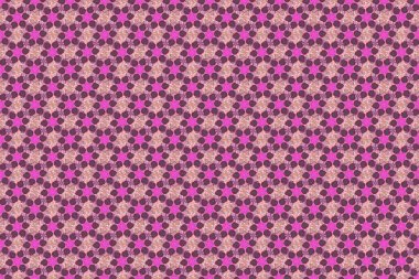 Şirin çiçeklerle kusursuz desen. Raster duvar kağıdı tasarımı. Dekorasyon kumaşı. Hediye paketi için pembe, mor ve menekşe rengi arka plan. Şık, güzel, pürüzsüz desen..