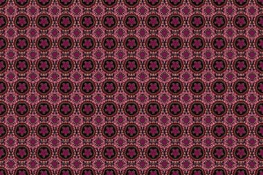 Ikat damaske desensiz arka plan fayansı kırmızı, kahverengi ve pembe renklerde.