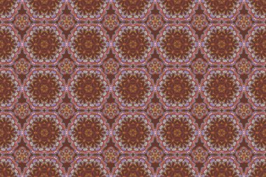 Renkli desenler antika. Sarı ve turuncu renkli süsler. Raster pürüzsüz arkaplan.