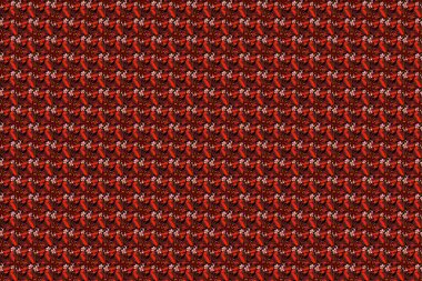 Pembe, turuncu ve kırmızı renklerde biçimlendirilmiş Plumeria çiçekleriyle kusursuz çiçek deseni. Raster illüstrasyonu.