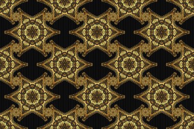 Siyah bir arka planda altın gibi kusursuz bir desen. Raster lüks altın desenli.
