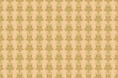 Raster altın yıldız deseni, yıldız süslemeleri, bej arka planda altın şebeke. Lüks altın, yıldızlı kusursuz desen..