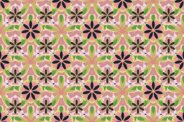 Raster çiçeği, bej, gri ve pembe renklerde pürüzsüz desen.