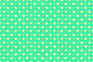 Yeşil arka planda tesisat çiçekleri olan ipek eşarp. 1950-1960 motifleri. Sonbahar renkleri. El çizimi çiçek unsurları olan soyut, dikişsiz raster deseni. Retro tekstil tasarım koleksiyonu.