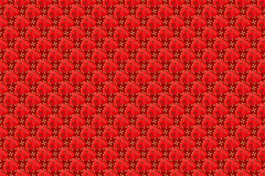 Altın ve kırmızı soyut süsleme deseni.